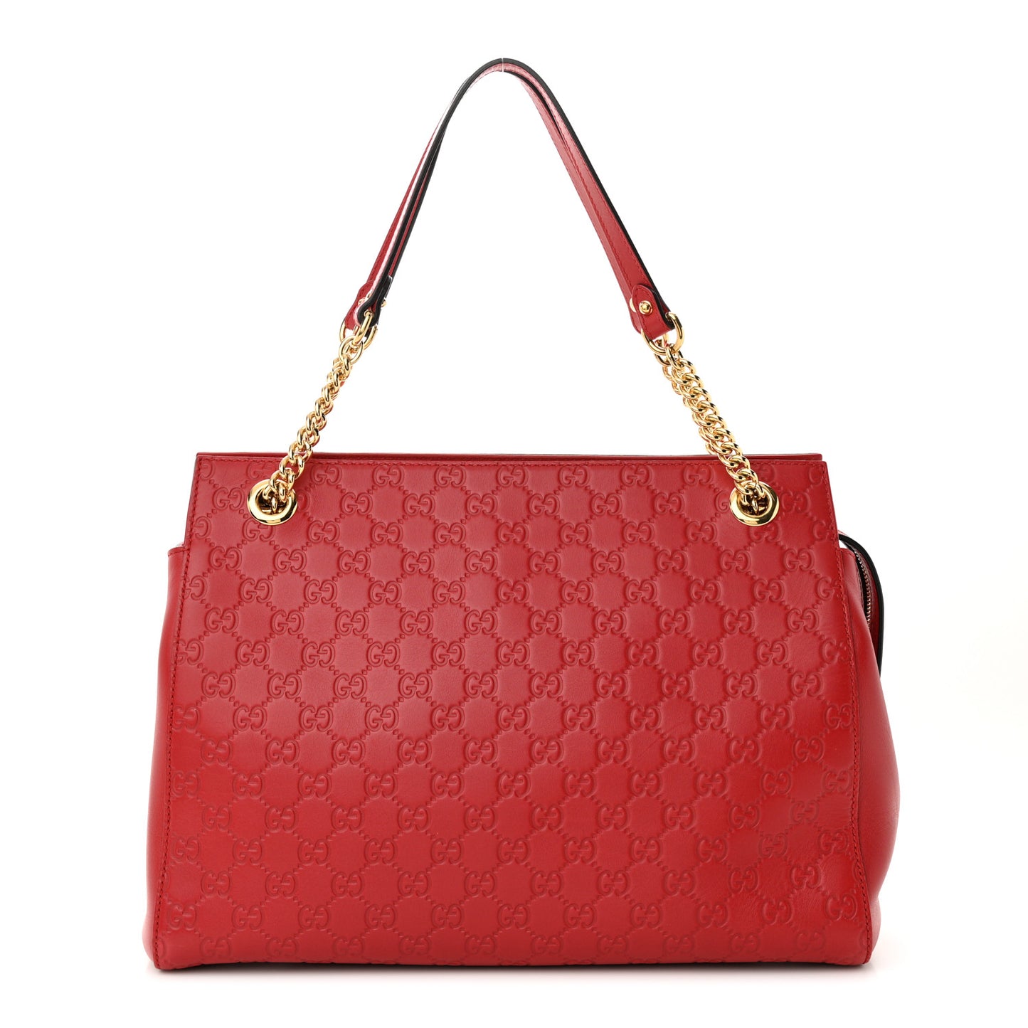 Soft Guccissima Signature Large Shoulder Tote Bag Hibiscus Red