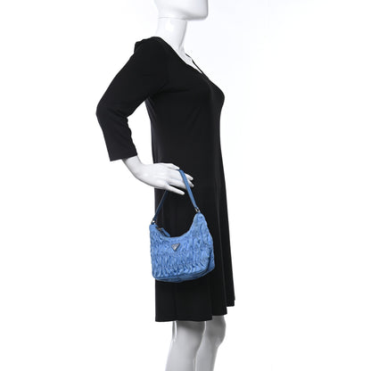 Prada Tessuto Nylon Gaufre Shoulder Bag Light Blue 2 of 11