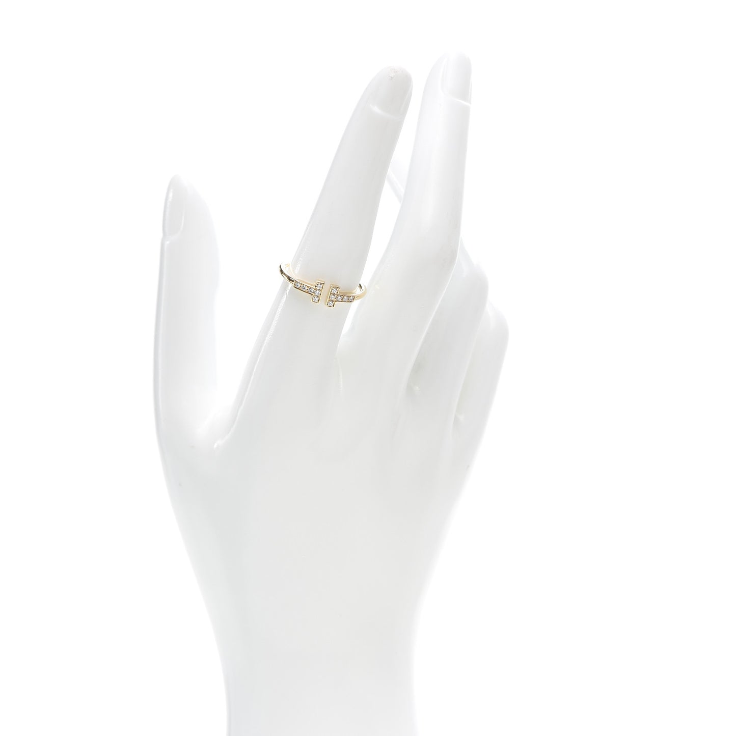 18K Yellow Gold Diamond T Wire Ring 57 8