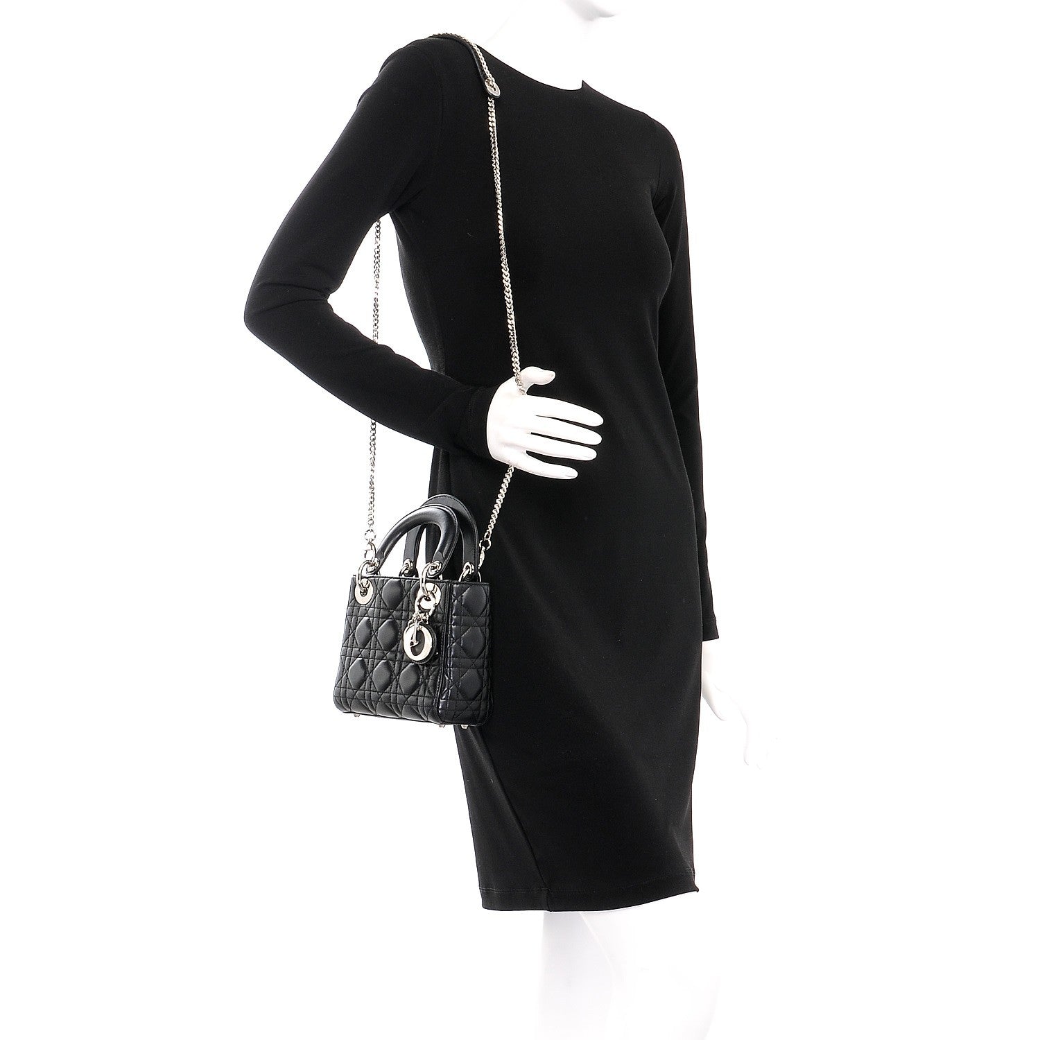 Christian Dior Lambskin Cannage Mini Lady Dior Black 2 of 7