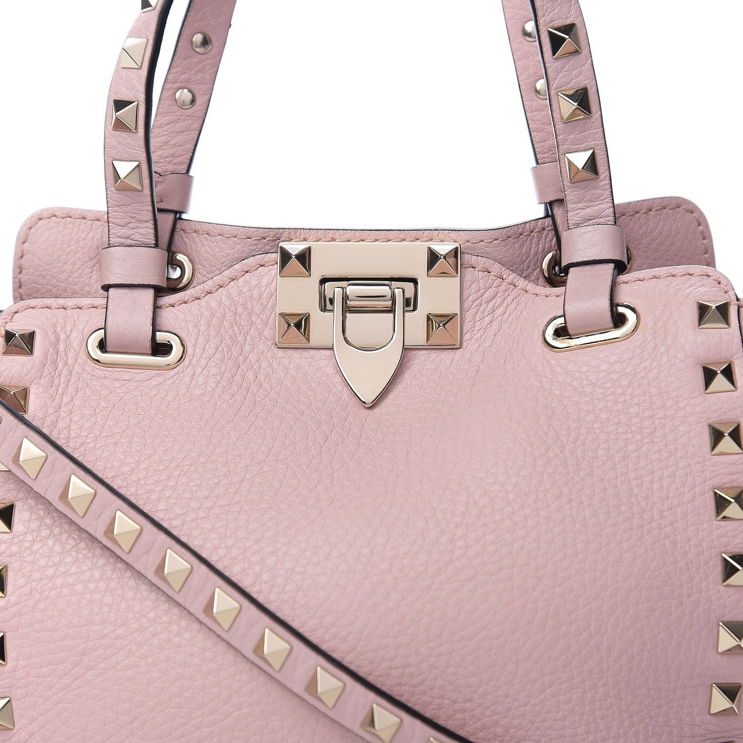 Valentino Garavani Pebbled Calfskin Mini Rockstud Tote Water Rose 8 of 8