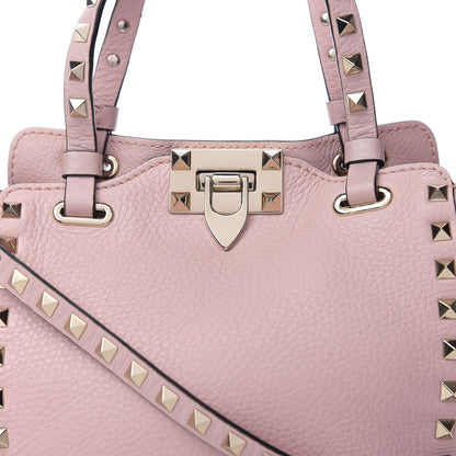 Valentino Garavani Pebbled Calfskin Mini Rockstud Tote Water Rose 8 of 8