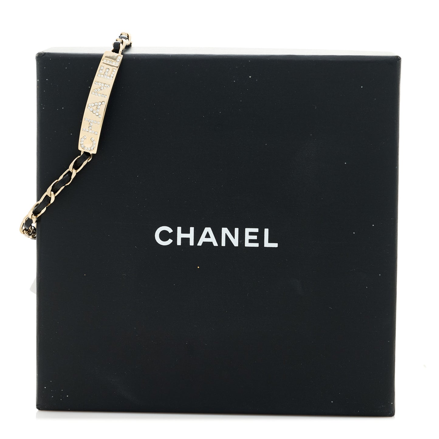 Metal Lambskin Crystal Sergeant Chanel Bracelet Gold