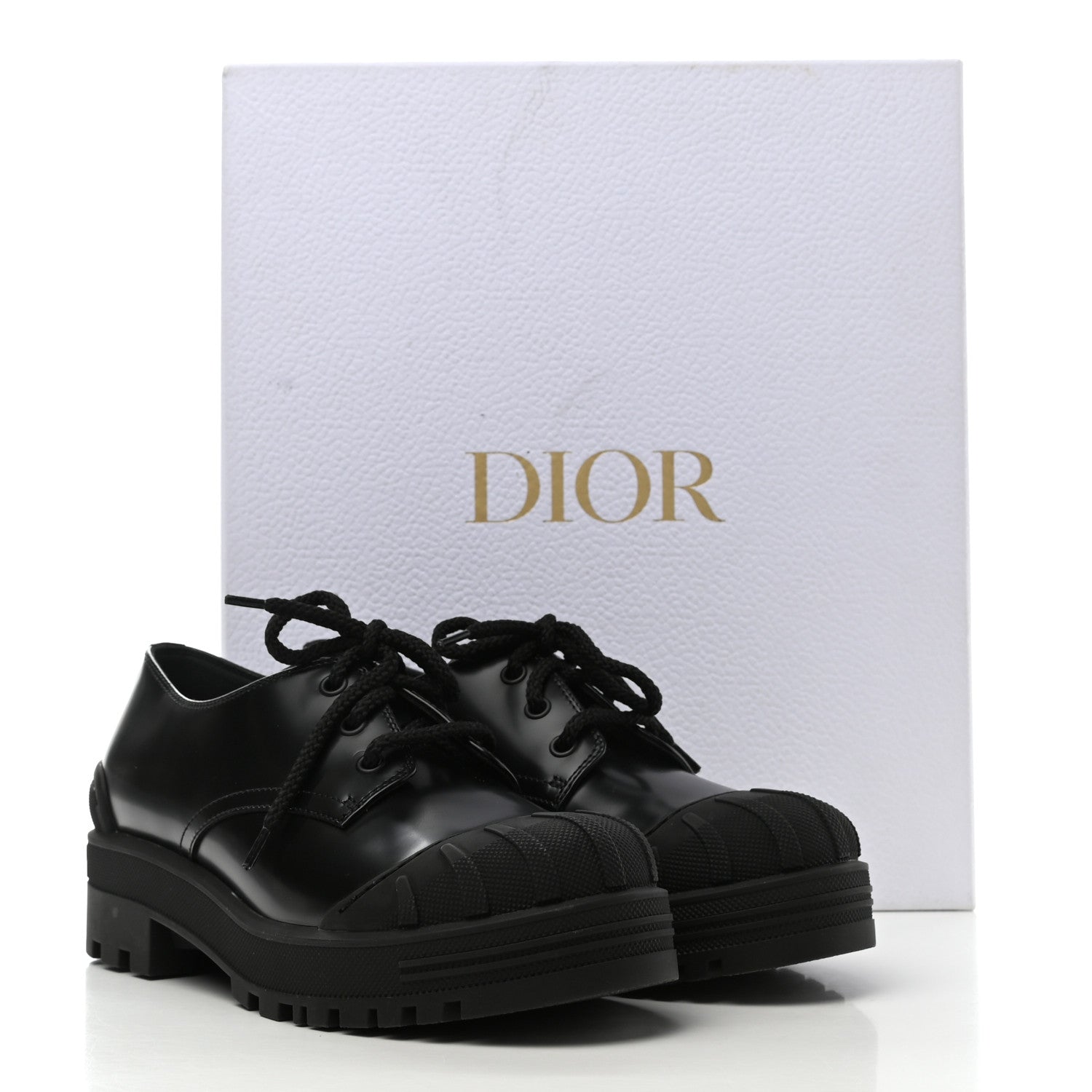 Christian Dior Brushed Calfskin Rubber Dioriron Derby Flat Shoes 8 Black 9 of 9