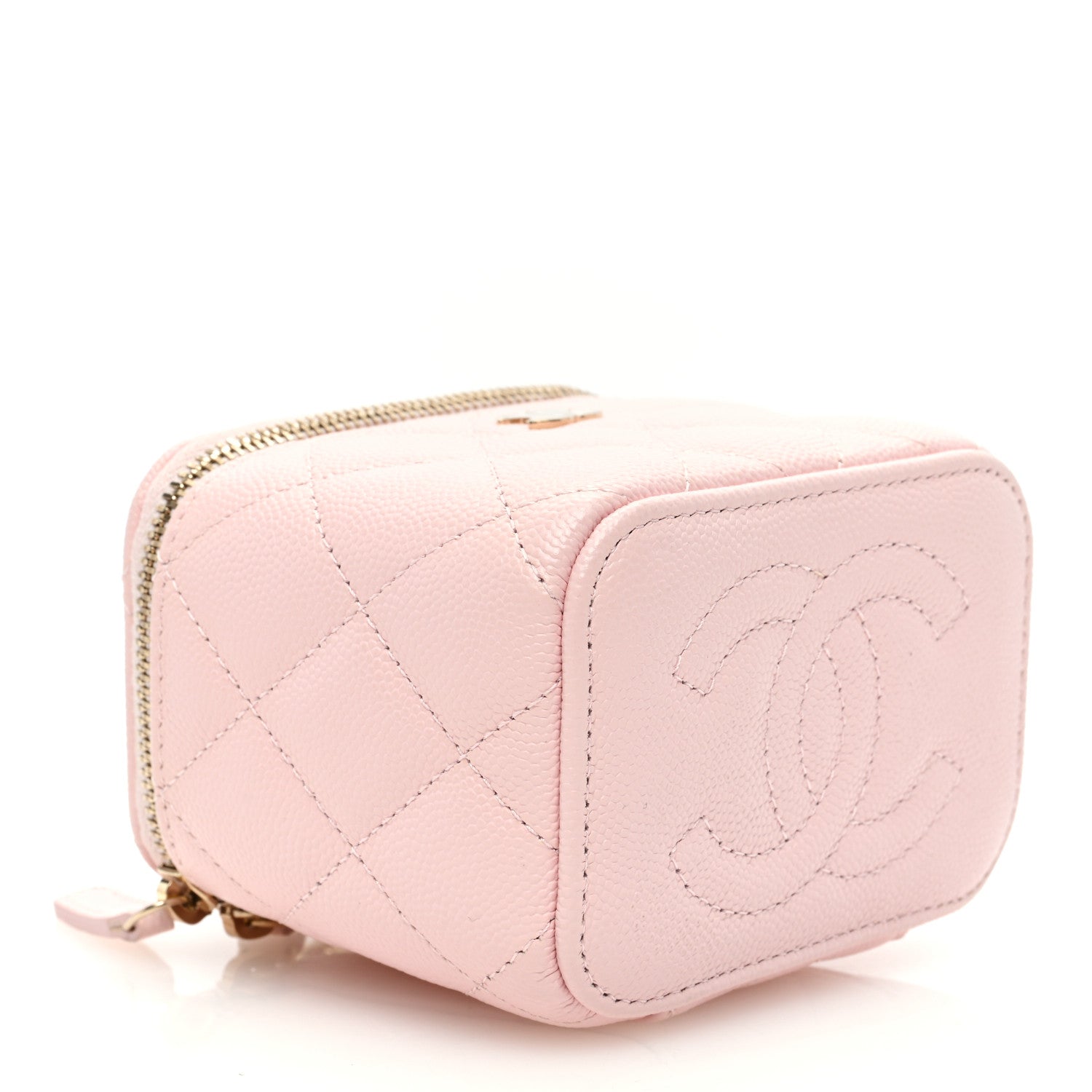 Chanel Caviar Quilted Mini Vanity Case With Chain Pink 4 of 11