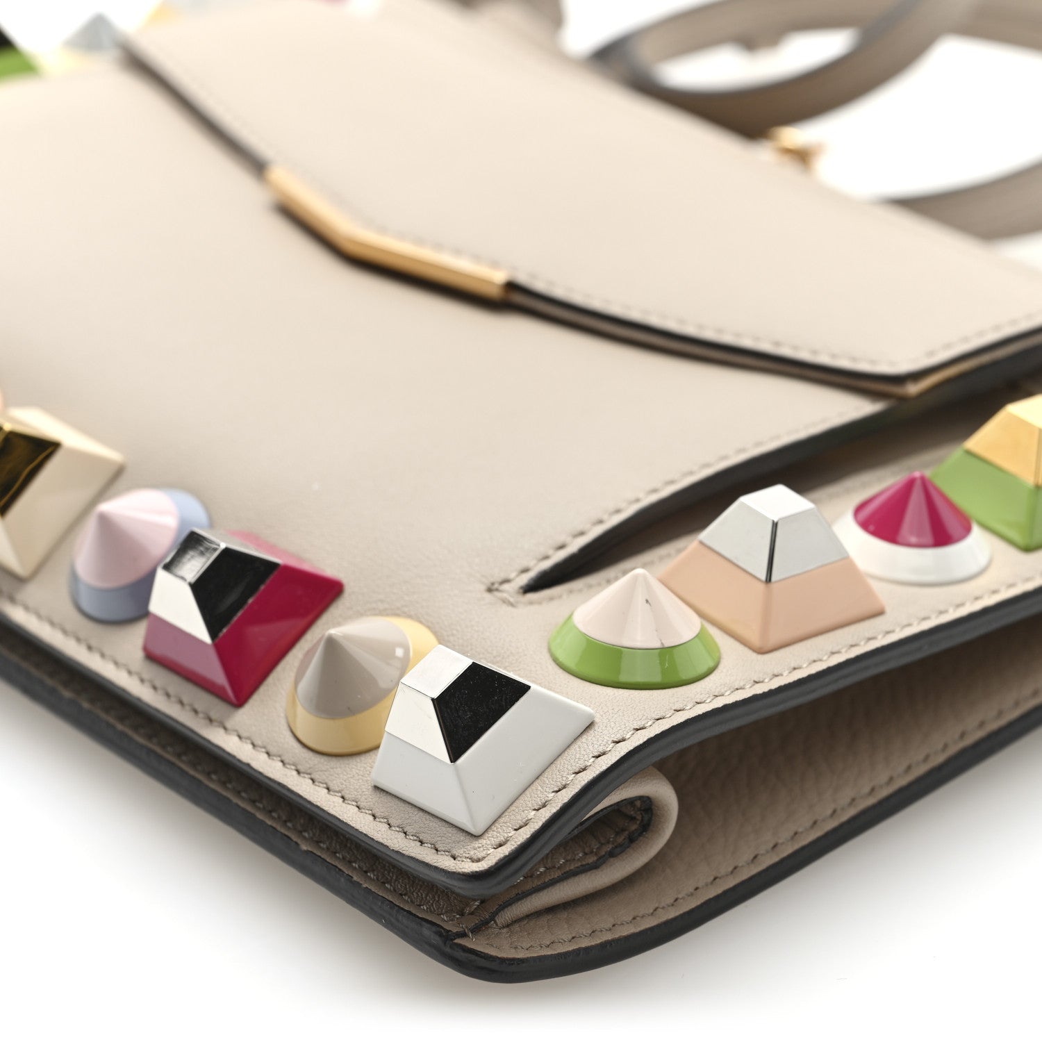 Fendi Vitello Dolce Studded Mini 2Jours Pouch Cuoio Multicolor 9 of 9