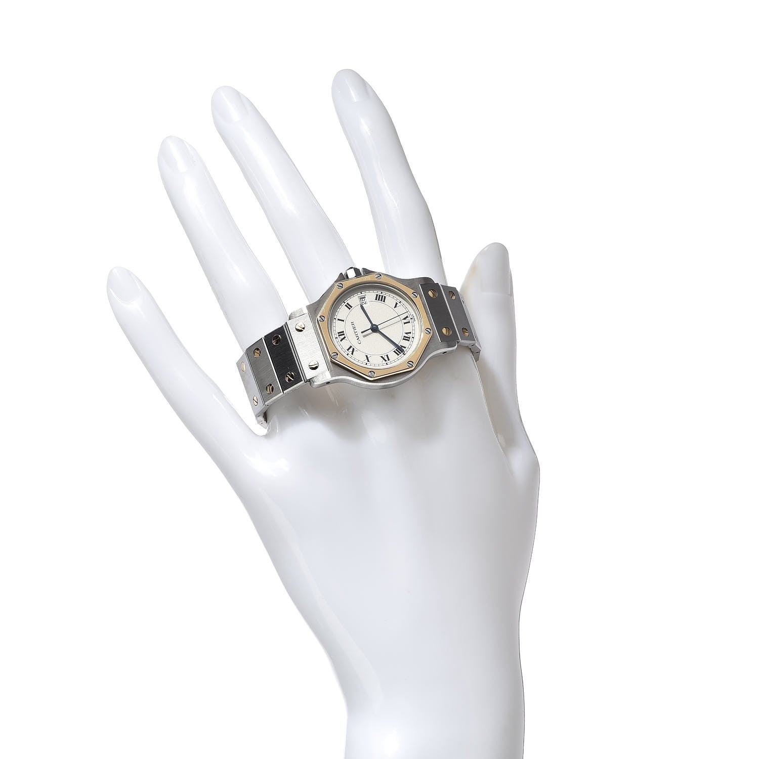 Cartier Stainless Steel 18K Yellow Gold 29mm Santos Octagon Quartz Watch 2 of 6