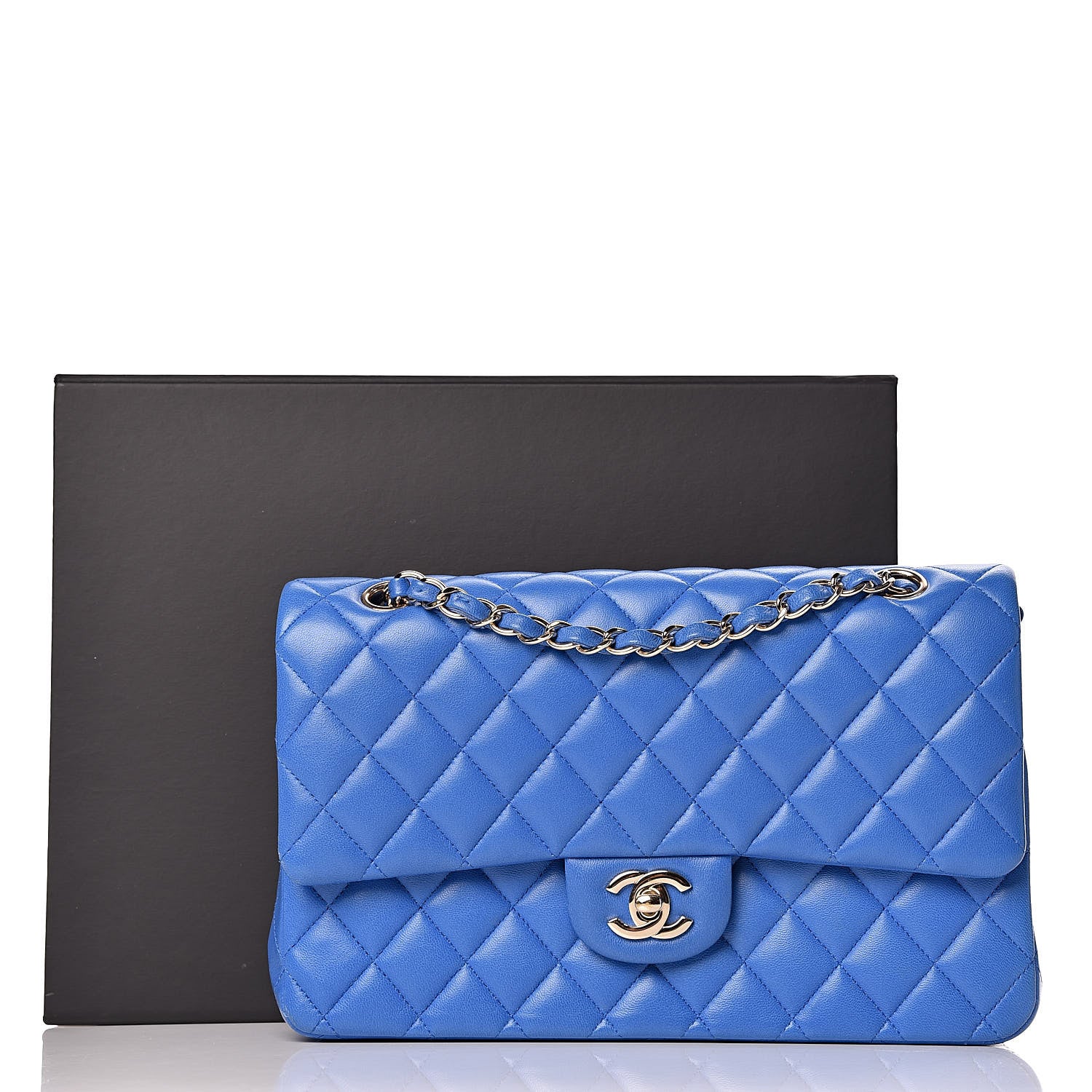 Chanel Lambskin Quilted Medium Double Flap Blue 18 of 18