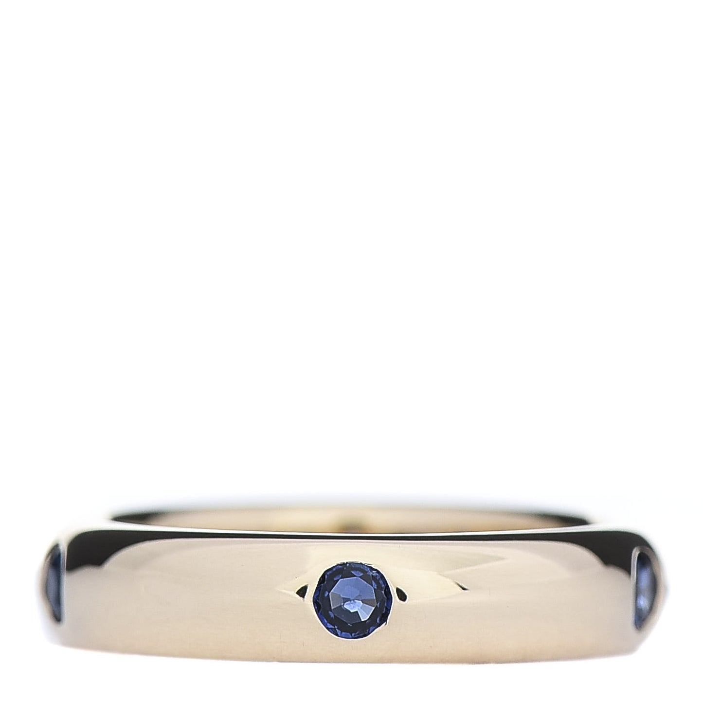 18K Yellow Gold Blue Sapphire 4mm Wedding Band Ring 48 4.5