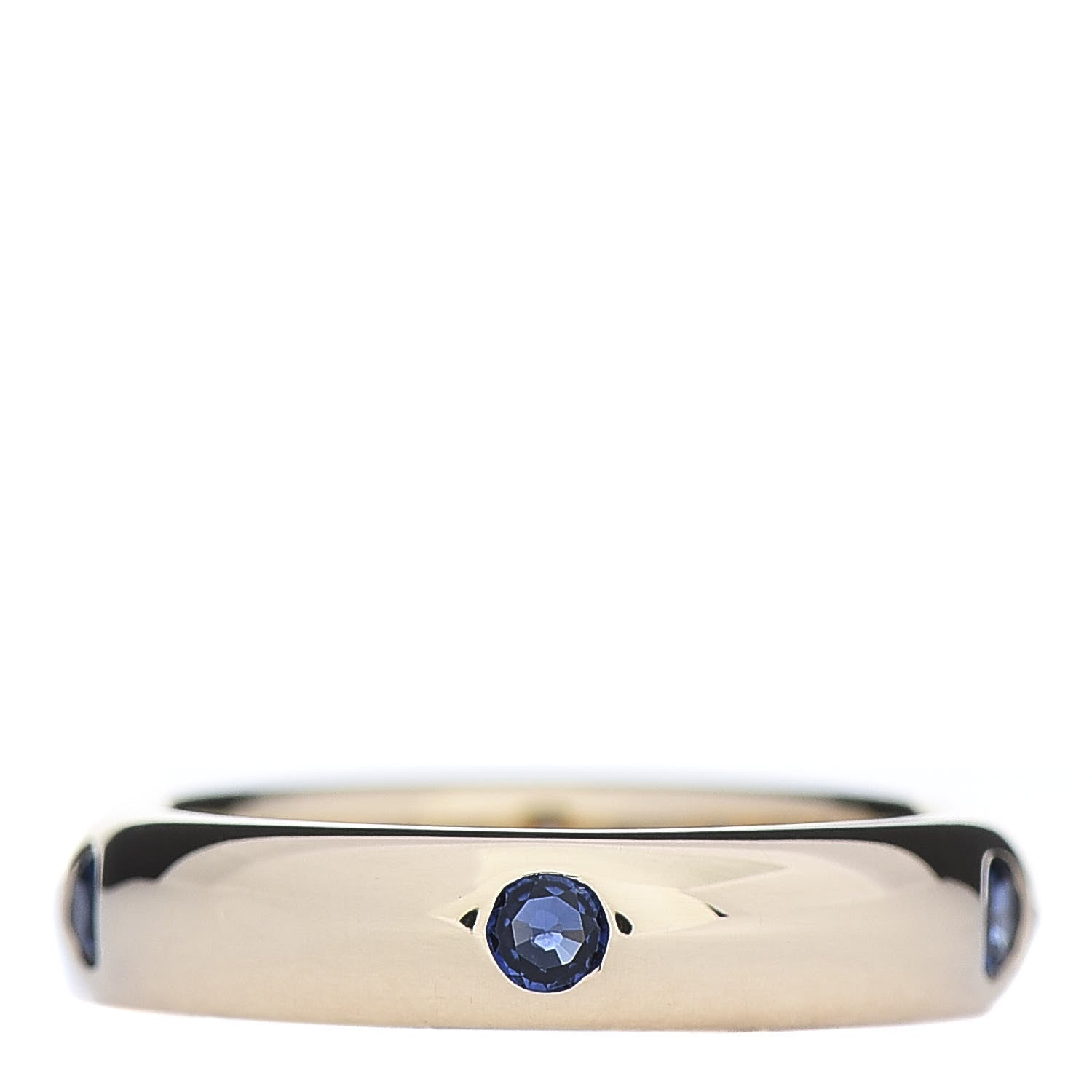 Cartier 18K Yellow Gold Blue Sapphire 4mm Wedding Band Ring 48 4.5 1 of 5