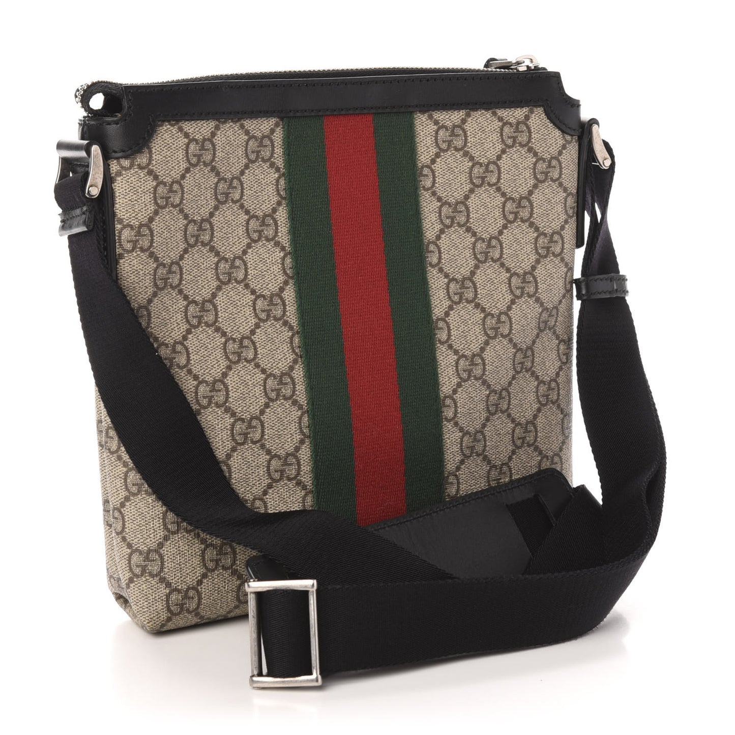 GG Supreme Monogram Web Messenger Bag Black