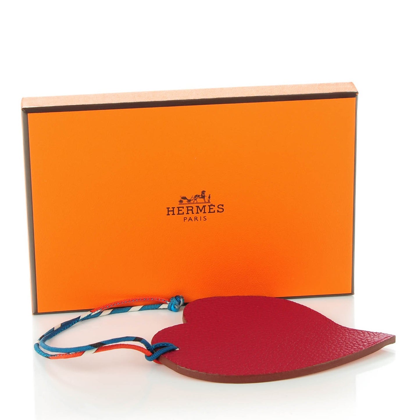 Togo Epsom Petit H Heart Bag Charm Rubis Orange