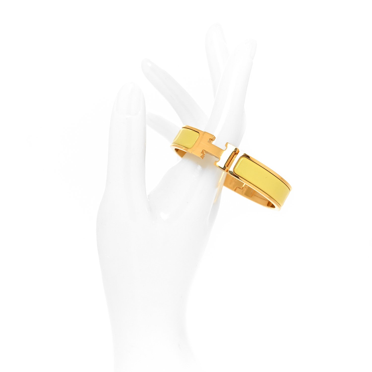 Hermes Enamel Narrow Clic Clac H Bracelet PM Jaune Citron 2 of 5
