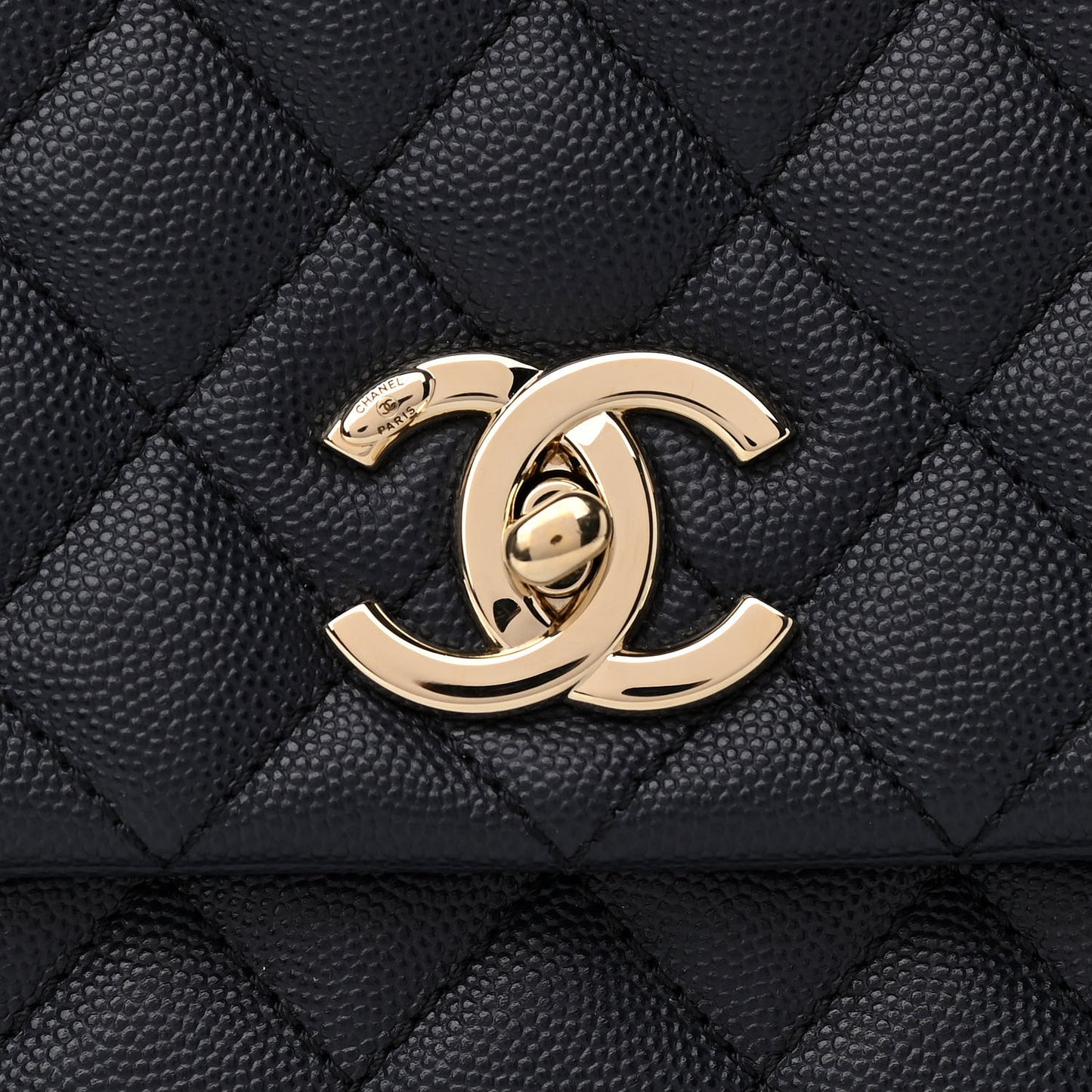 Caviar Quilted Medium Coco Handle Flap Navy Blue
