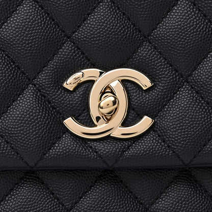 Chanel Caviar Quilted Medium Coco Handle Flap Navy Blue 8 of 11
