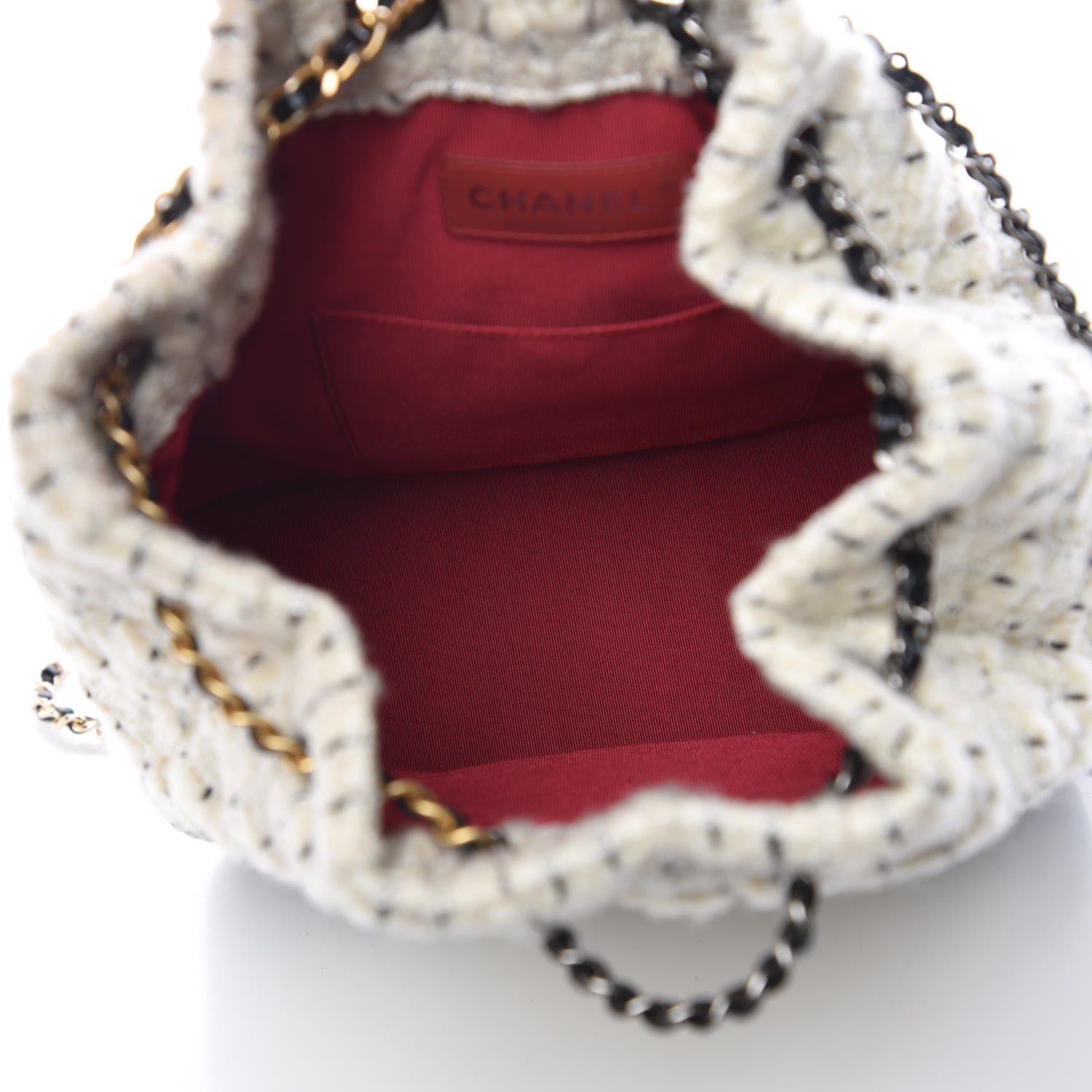 Chanel Tweed Calfskin Quilted Gabrielle Backpack Ivory 5 of 11