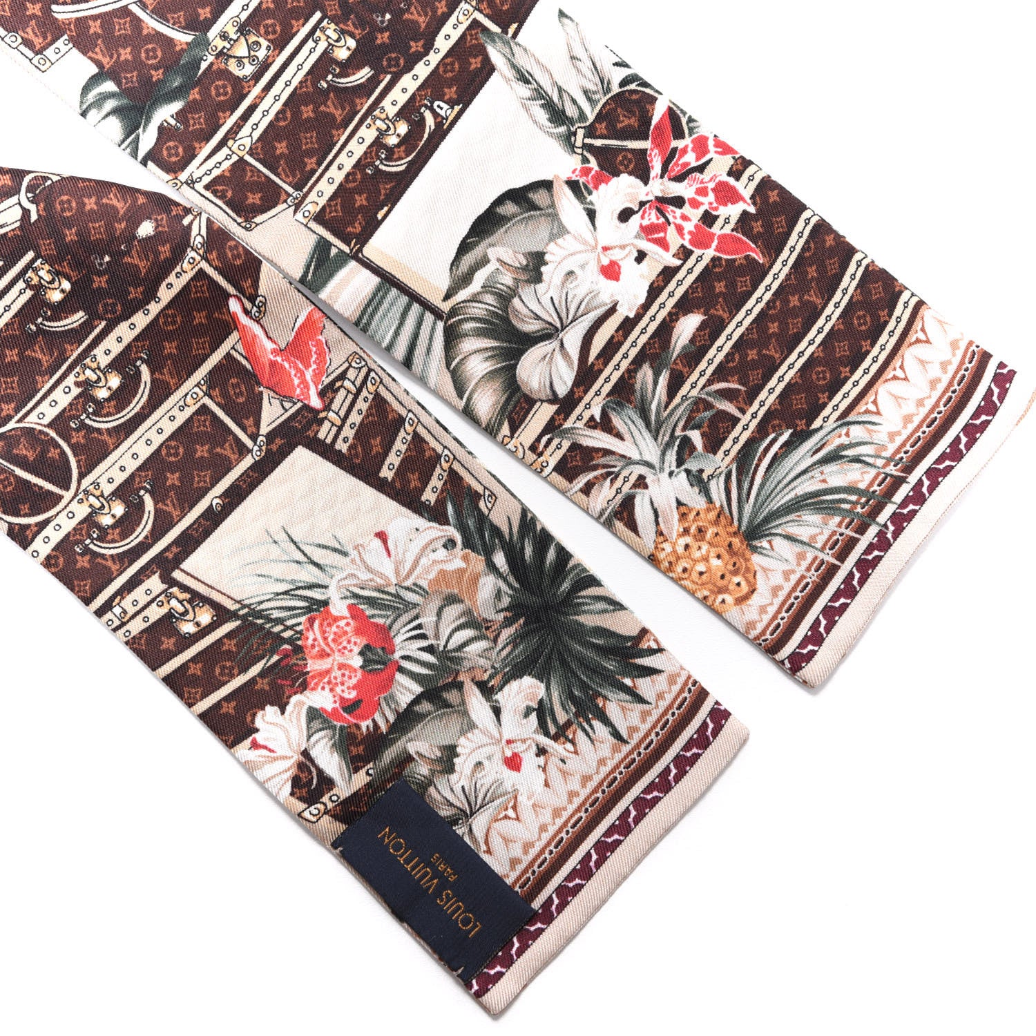 Louis Vuitton Silk Voyage Extraordinaire Bandeau Scarf Beige 3 of 3