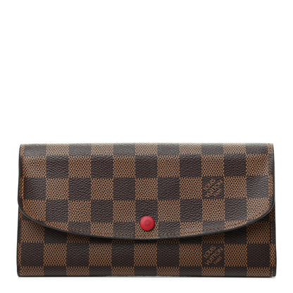 Louis Vuitton Damier Ebene Emilie Wallet Red 1 of 8