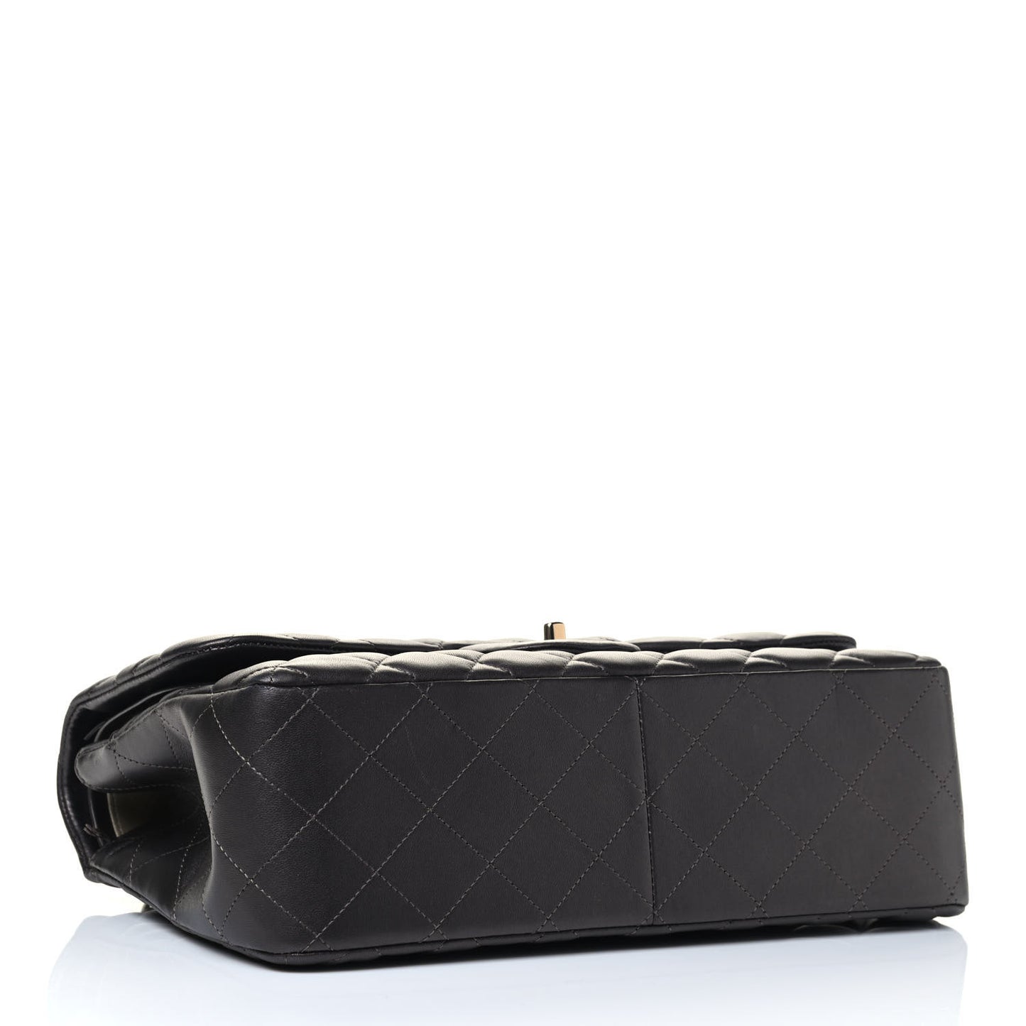 Lambskin Quilted Jumbo Double Flap Dark Grey