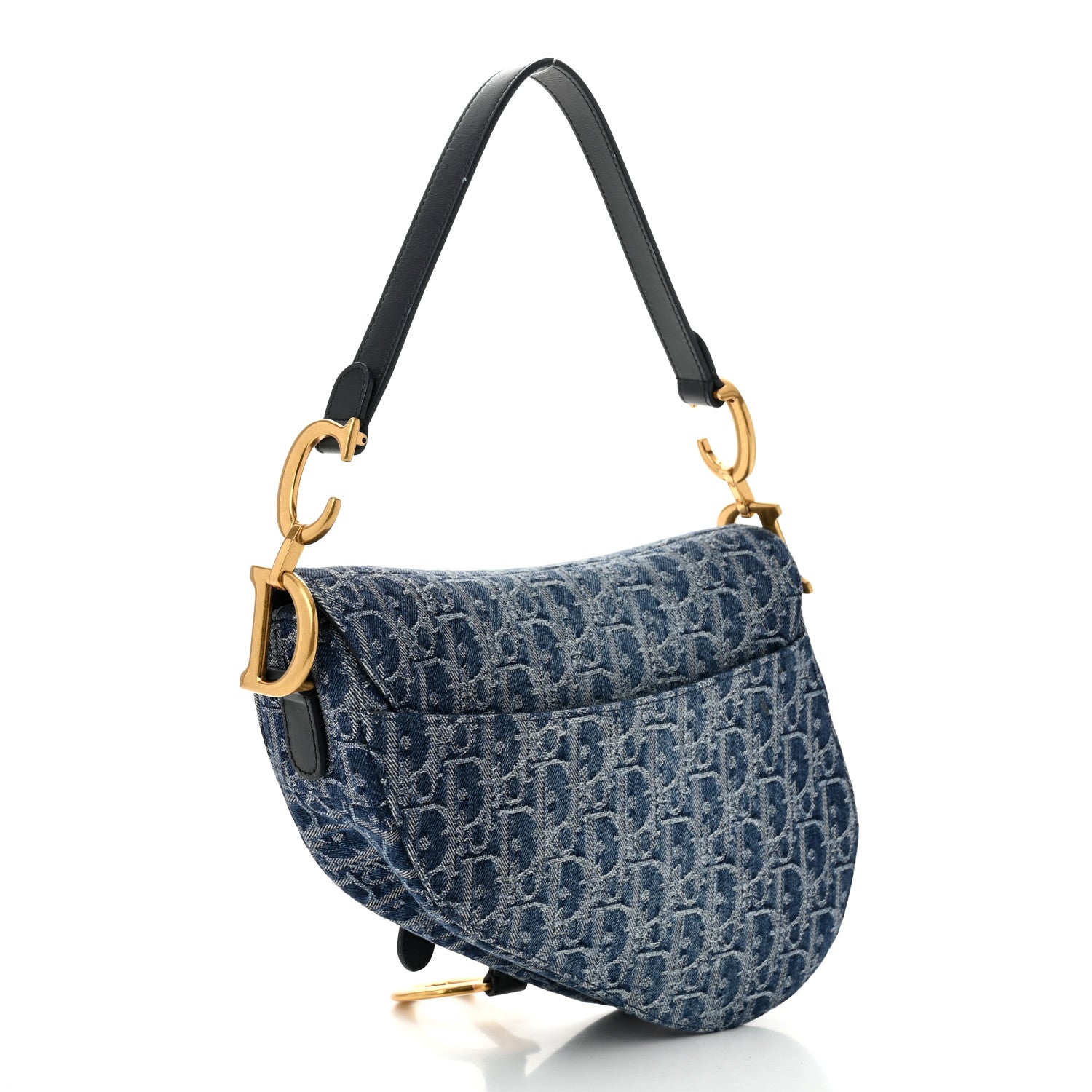 Christian Dior Denim Oblique Jacquard Saddle Bag Blue 2 of 10