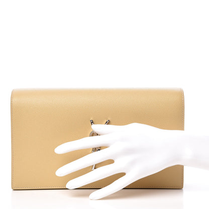 Saint Laurent Grain De Poudre Classic Kate Monogram Clutch Nude Powder 2 of 8