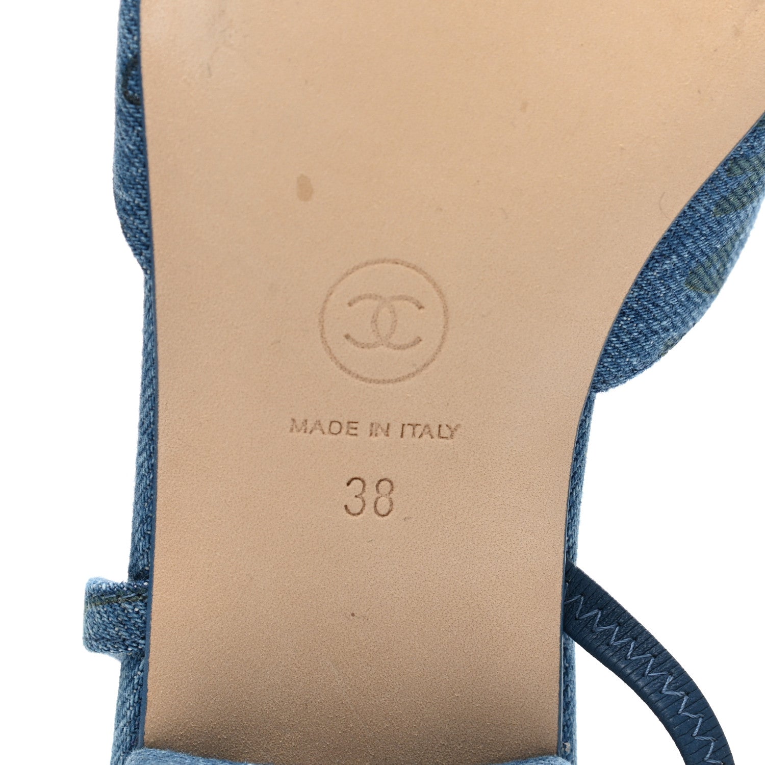 Chanel Denim Cap Toe CC Slingback Flats 38 Light Blue Multicolor 6 of 10