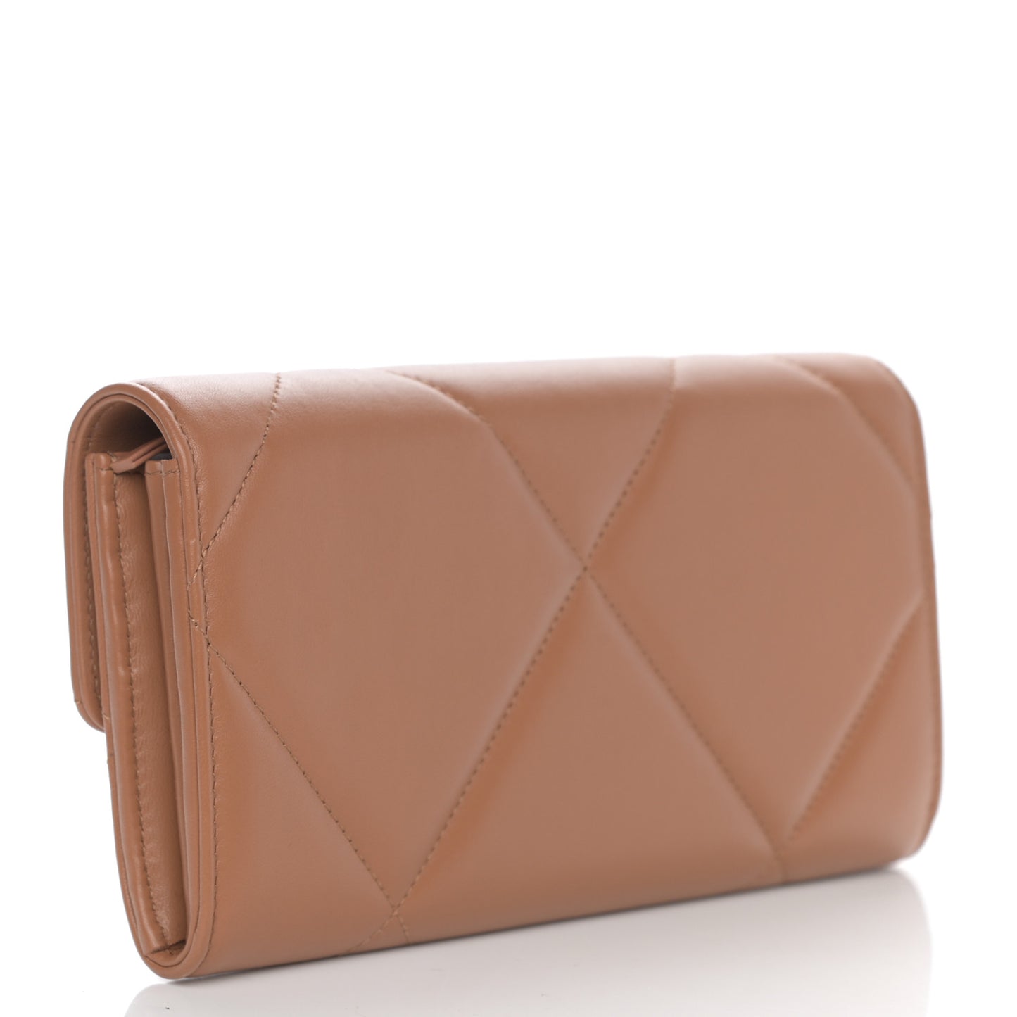 Lambskin Quilted Chanel 19 Flap Wallet Brown