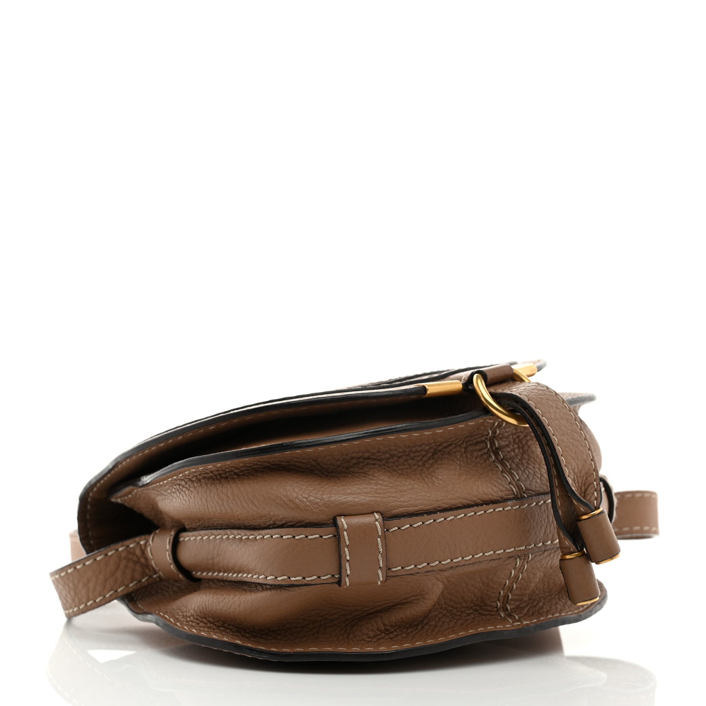 Grained Calfskin Small Marcie Saddle Bag Nut
