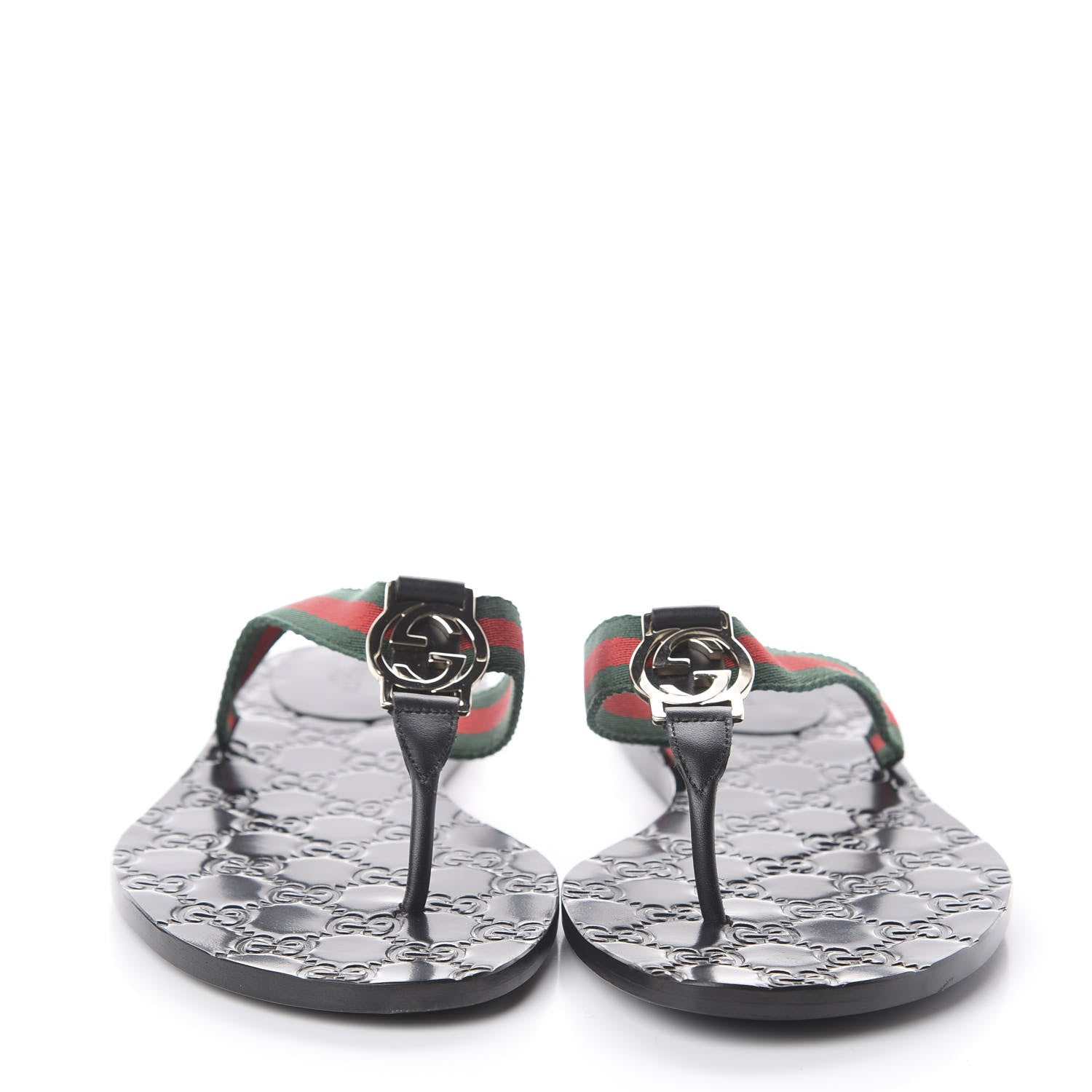 Gucci Nylon Guccissima Web Womens Thong Sandals 39.5 Green Red Black 5 of 14