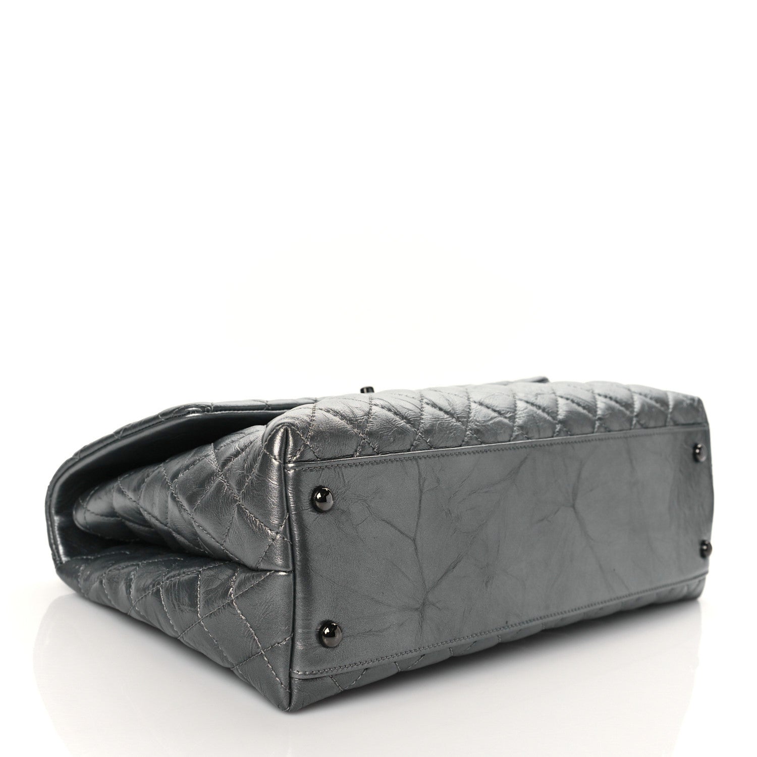 Chanel Metallic Aged Calfskin Quilted Medium Coco Handle Flap Charcoal 4 of 10