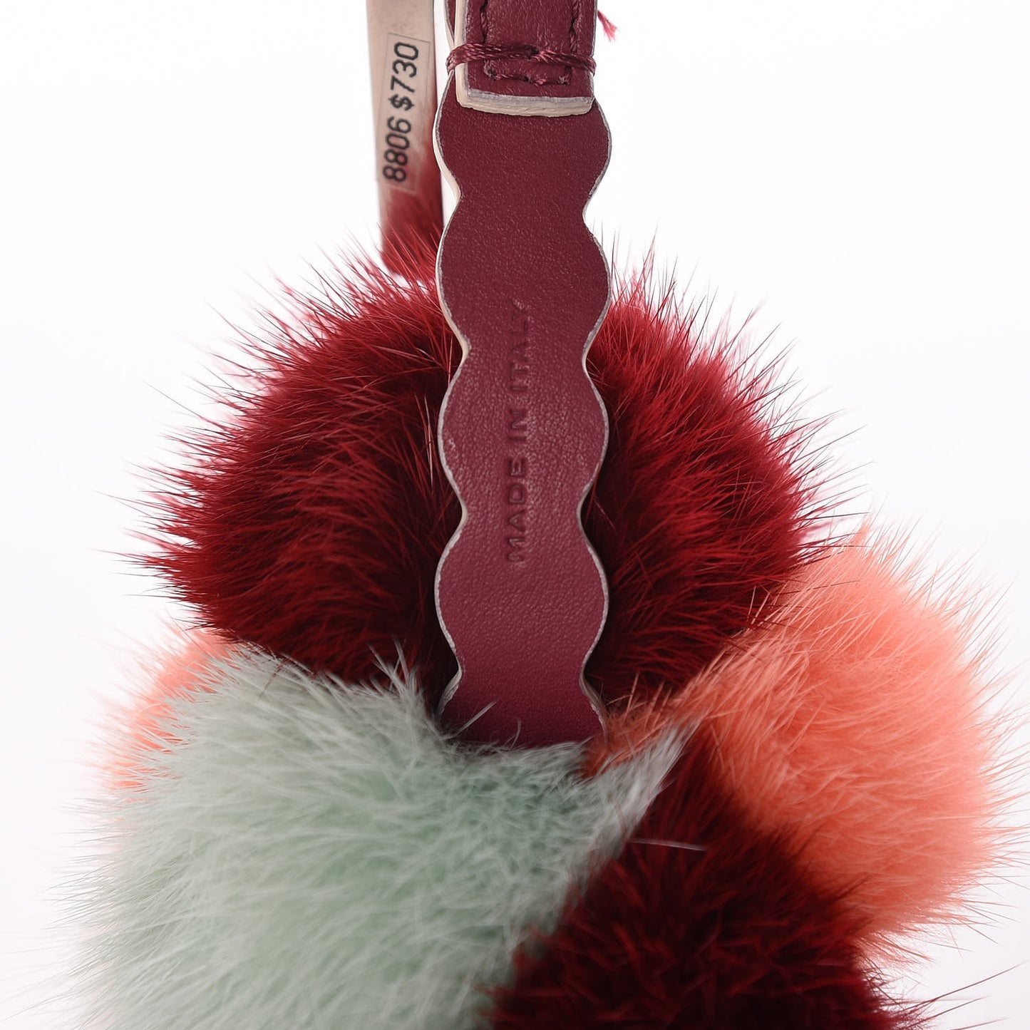 Mink Fur Calfskin Fun Fair Bag Charm Multicolor