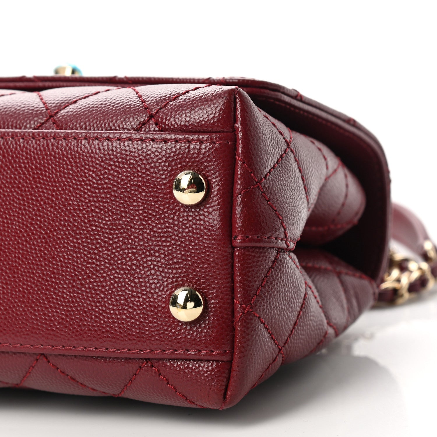 Chanel Caviar Quilted Lizard Embossed Extra Mini Coco Handle Flap Burgundy 10 of 11