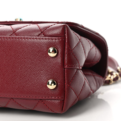 Chanel Caviar Quilted Lizard Embossed Extra Mini Coco Handle Flap Burgundy 10 of 11