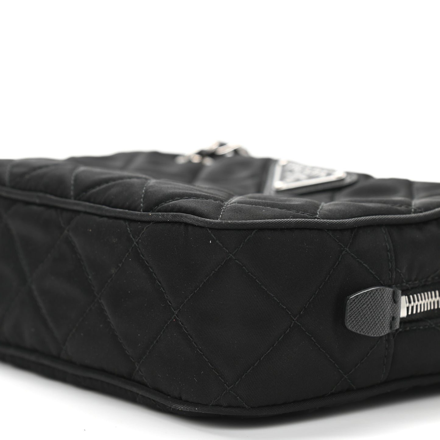 Nylon Tessuto Impuntu Quilted Crossbody Bag Black
