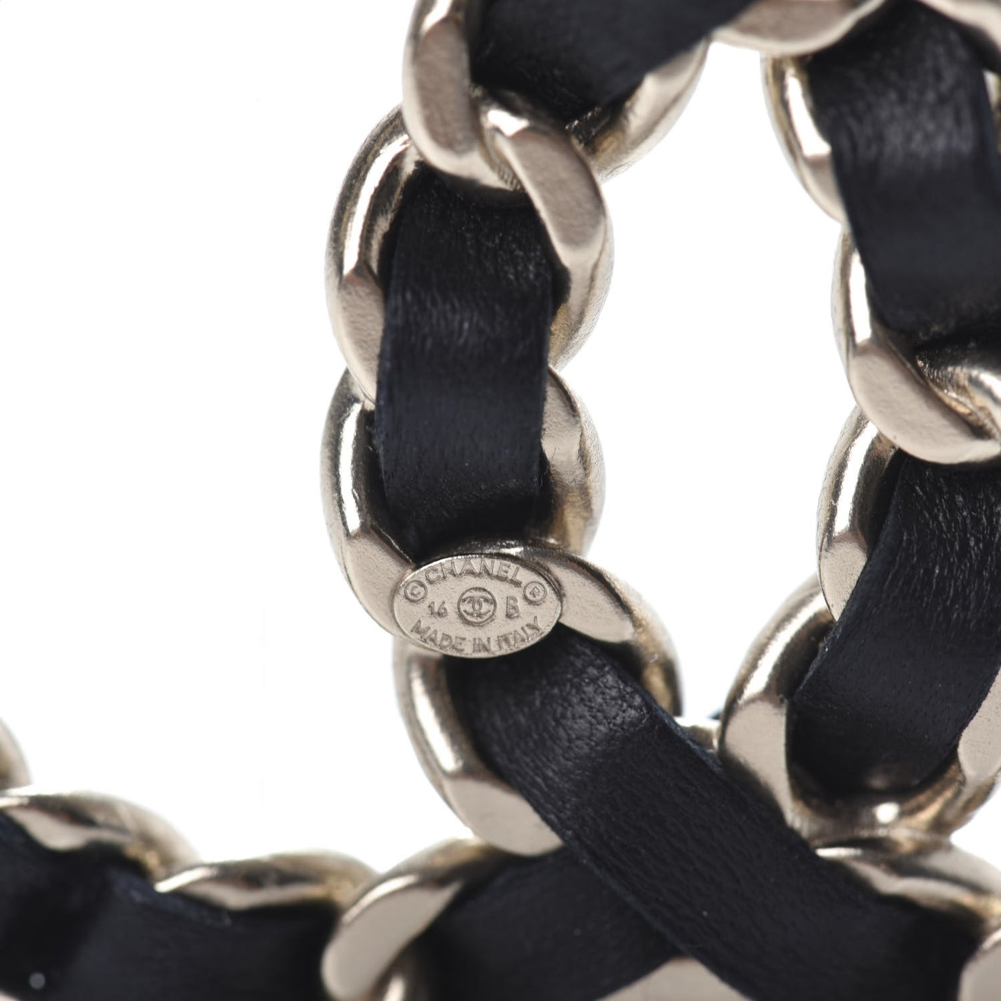 Lambskin Chain CC Brooch Black Gold