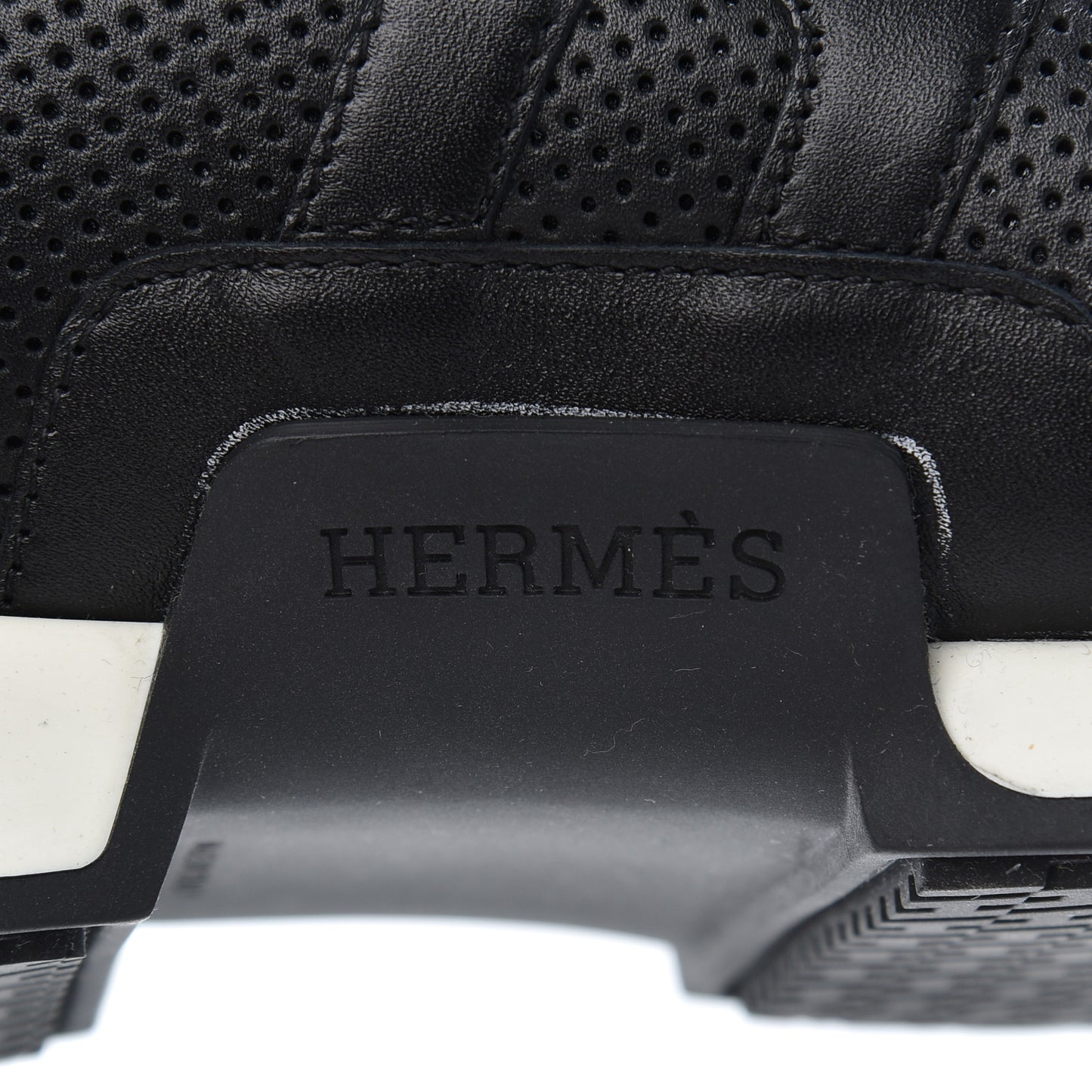 Calfskin Perforated Mens Starter Sneakers 45.5 Black