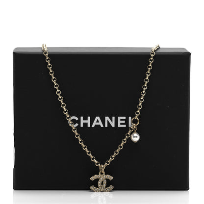 Chanel Pearl Crystal CC Pendant Necklace Gold 5 of 5