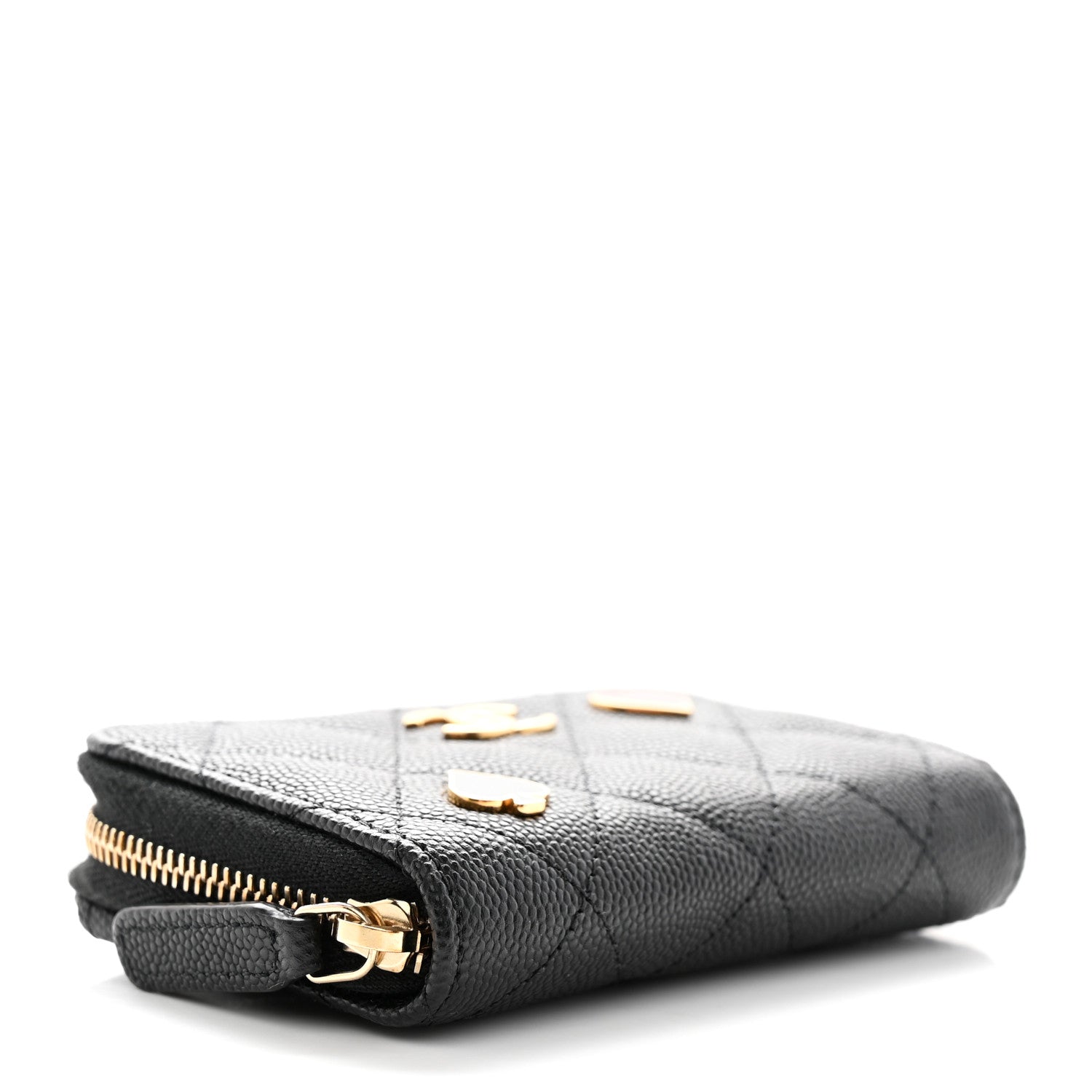 Chanel Caviar Enamel Coco Casino Quilted Zip Coin Purse Black 4 of 8