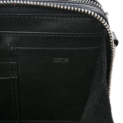 Christian Dior X SHAWN STUSSY Grained Calfskin Ox Head Crossbody Double Zip Crossbody Pouch Navy Blue 7 of 9