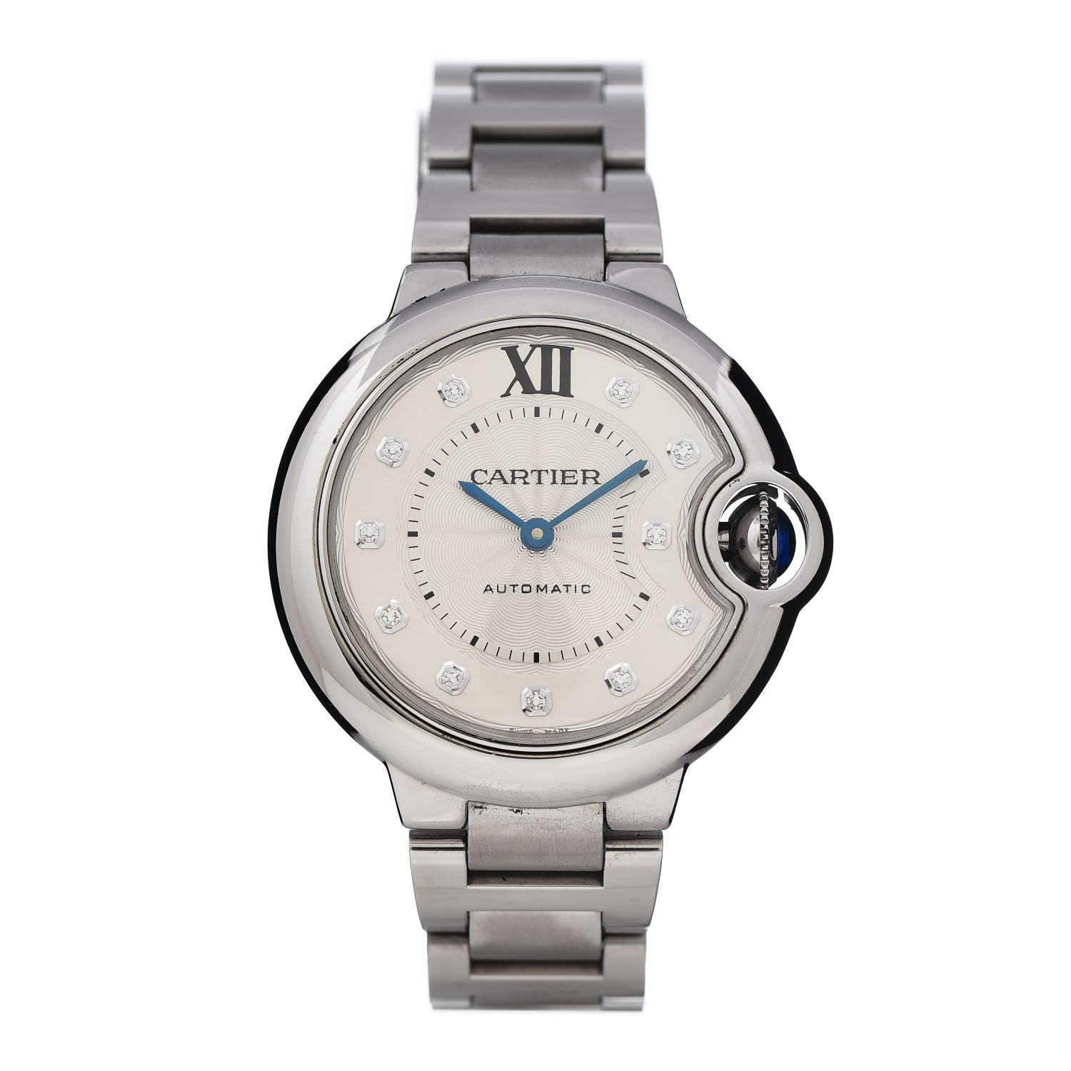 Cartier Stainless Steel Diamond 33mm Ballon Bleu De Automatic Watch 1 of 9