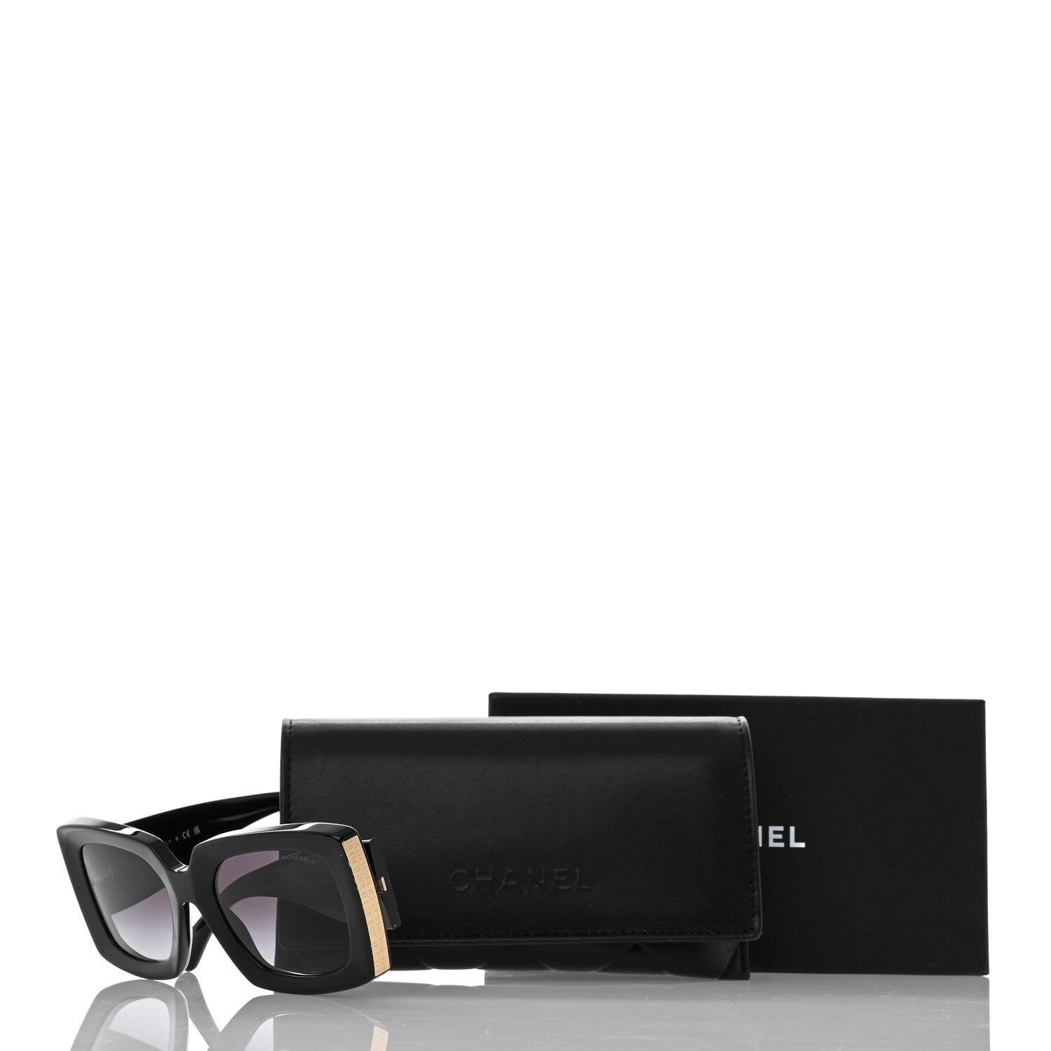 Chanel Acetate Rectangle Sunglasses 5435 Black 8 of 8
