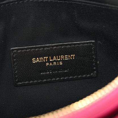 Saint Laurent Grain De Poudre Chevron Monogram Bill Pouch Bright Pink 6 of 7