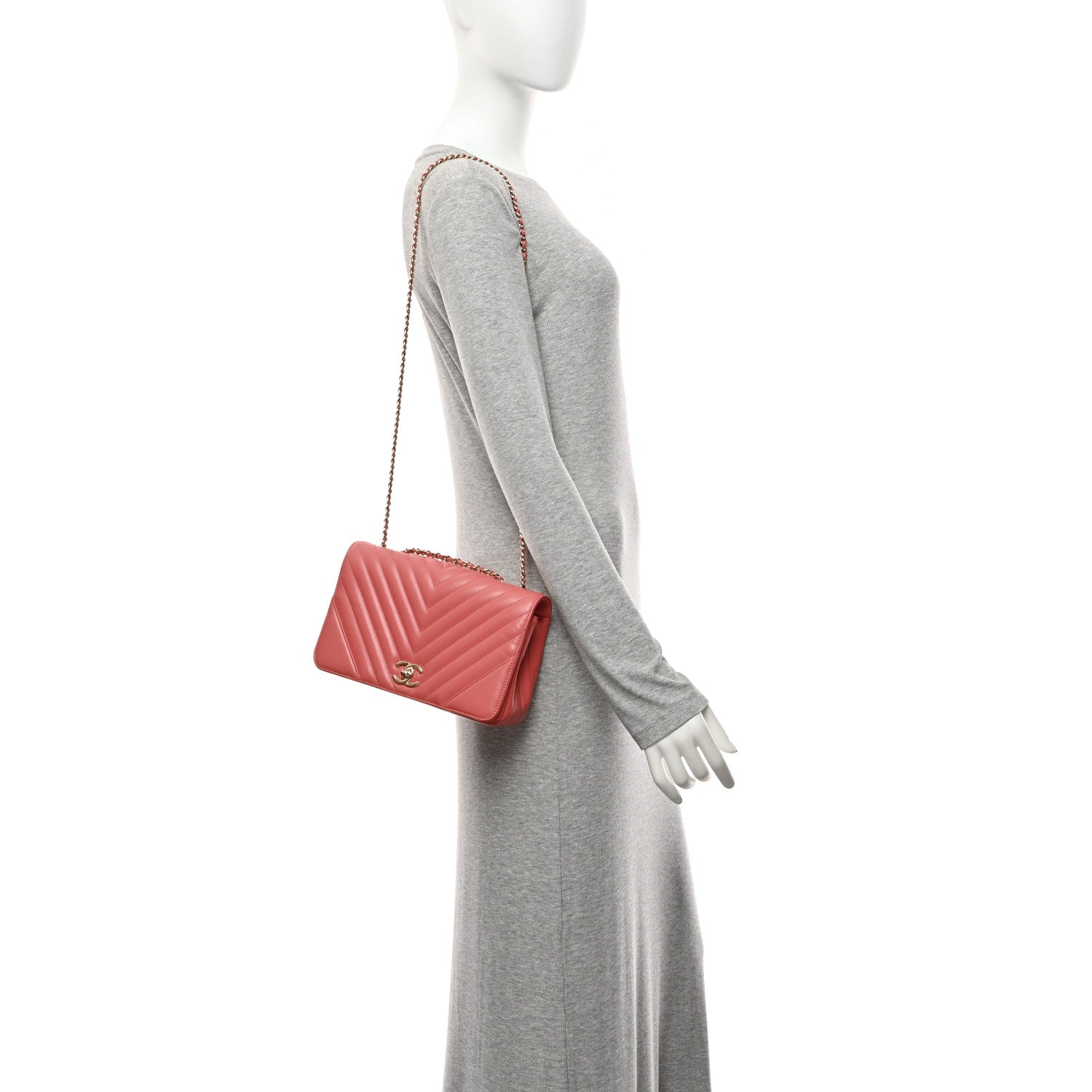 Chanel Calfskin Chevron Quilted Small Statement Flap Pink 2 of 10