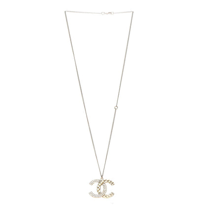 Chanel Baguette Crystal Quilted CC Pendant Necklace Gold 3 of 6