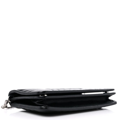 Prada Soft Calfskin Impunture Diagramme Chain Wallet Black 4 of 10