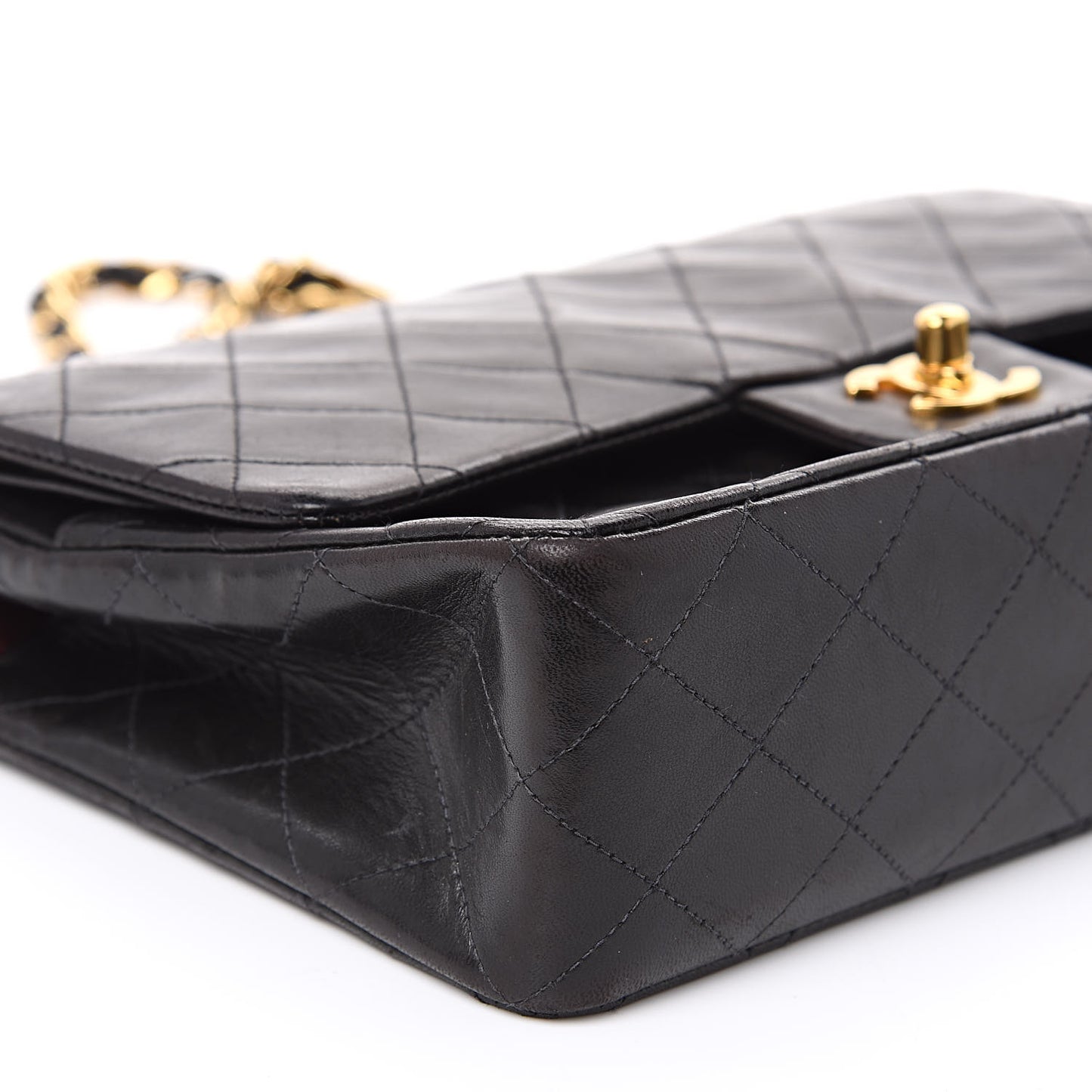 Lambskin Quilted Medium Double Flap Black