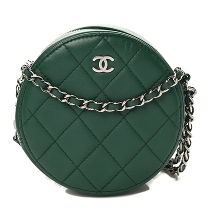 Chanel Lambskin Quilted Round Clutch With Chain Green 1 of 7