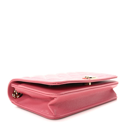 Chanel Caviar Quilted Boy Wallet On Chain WOC Pink 4 of 11