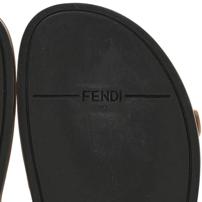 Fendi Fabric Jacquard Nappa FF Womens Fendi Feel Buckled Slide Sandals 37.5 Tobacco Black Miele Scuro 6 of 9