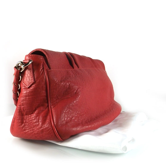 Fendi Crinkled Lambskin Mia Shoulder Flap Red 3 of 12